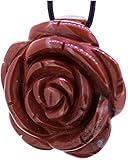 Edelstein: roter Jaspis roter Jaspis Anhänger Rose gebohrt mit Lederband, Jaspisstein Kettenanhänger