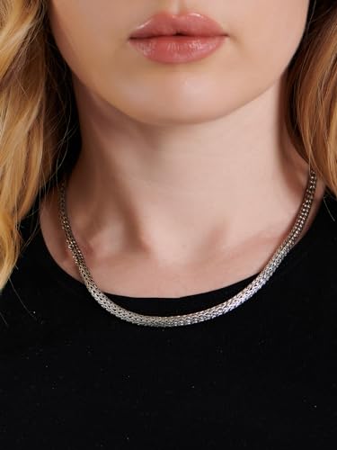 DEVATA Sterling Silver 925 Bali 5mm Dragon Bone Tulang Naga/Borobudur/Paddy Oval Chain Necklace DBT5735 BYT5735 WHT57352