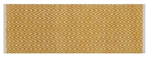 Image of THE HOME TALK Set of 2 Cotton Chenille Bath Rug | Area Rug for Spa, Vanity Shower, Kitchen & Living Room | Water Absorbent Linens | Soft Carpets | Bathroom Accessories (40x60 + 40x120 cm, Yellow)