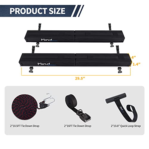 Universal Car Soft Roof Rack for Kayak/Canoe/Surfboard/SUP/Snowboard,Roof Rack Pads Carrier System Include 2 16FT Tie Down Straps,2 Ratchet Pulley Ropes,2 Hood Loops and Storage Bag （with Crossbar） - Thumbnail 5