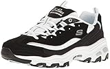 Skechers womens D'lites Looking Glass Memory Foam Lace-up Sneaker,Black/White Lace,9 M US