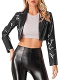 Langarmjacke für Damen, Revers-Design, vorne offen, einfaches An- und Ausziehen, kurz geschnitten Länge