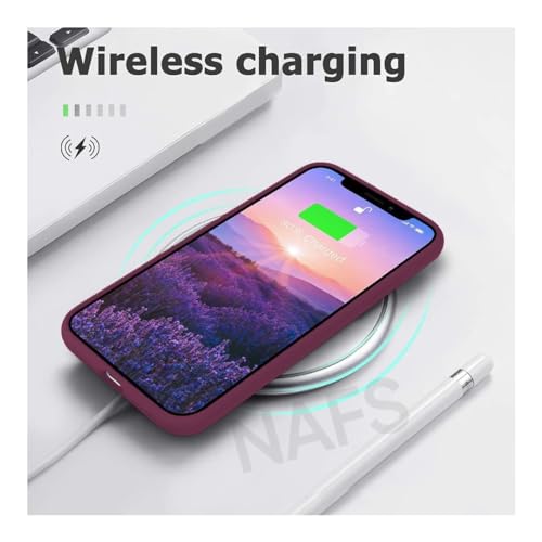 Image of NAFS Silicone Case Compatible with iPhone 14 | Camera Protect Microfiber Lining Cover | Case Cover for iPhone 14 (Wine Red)