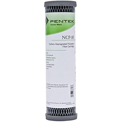 Pentair Pentek NCP-10 Carbon Water Filter, 10-Inch, Under Sink Non-Cellulose Carbon Impregnated Pleated Filter Cartridge, 10" x 2.5", 10 Micron