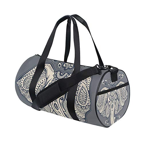 Sports Gym Duffle Bag Bohemian Style Elephant Travel Luggage for Men Women