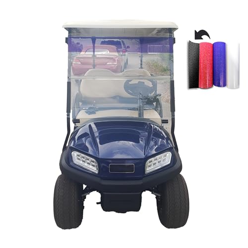 Sun Shield Golf Cart Sun Shade Cover – UV Blocker Visor for Golf Cart, ATV, UTV, Auto – Easy Peel & Stick Mesh Screen – Reversible – Trim to Fit – Blue