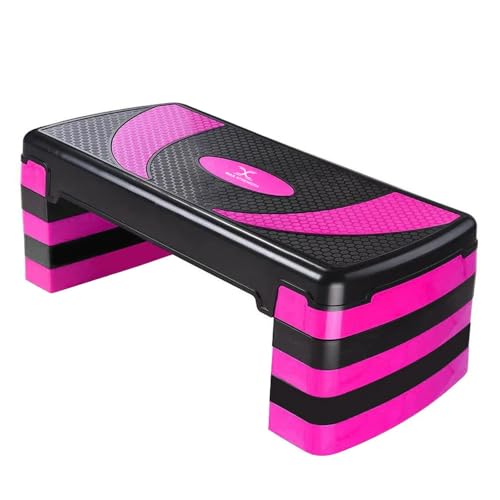 Max Strength Multi Level Aerobic Step Exercise training workout stepper 2 to 5 Adjustable Step Levels Great for Home Gym Cardio & Palesta Pilates Yoga sports (Pink Black) 5 Level