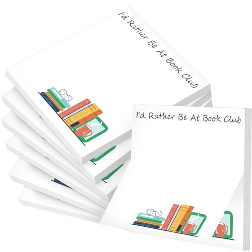Colarr 24 Pcs Book Club Gifts Sticky Notes Bulk Id Rather Be at Book Club Sticky Notes Bookish Reading Stationery Memo Pads Bookworm Task Trackers for Librarian Birthday Party Favors (Modern Style)
