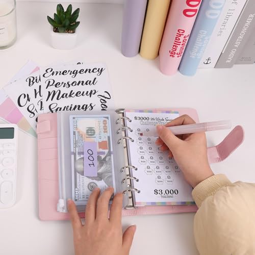 Image of SKYDUE Budget Binder With Cash Envelopes, Money Saving System, Expense Sheets, Challenge Trackers, and Category Labels - Combo Book for Saving Money