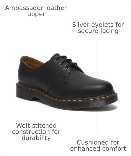 Image of Dr. Martens Unisex 1461 Leather Oxford Shoes Black UK 8 US Men 9 M