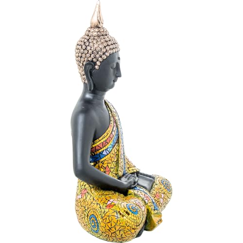 Bouddha mosaïque couleurs statue résine 41 cm grand format objet déco zen - 7