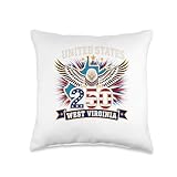 United States 250 Years Patriotic Eagle Tee West Virginia Throw Pillow