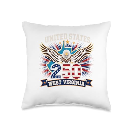 United States 250 Years Patriotic Eagle Tee West Virginia Throw Pillow