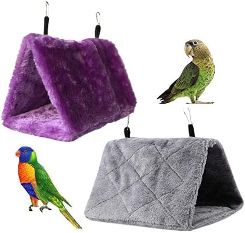 Magnoloran 2 Pack Warm Bird Nest House Plush Hanging Snuggle Cave Bed Hanging Hammock Sleeping Bed Happy Hut for Parrot Parakeet…