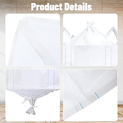 Hoolerry 12 Pcs FIBC Bag Bulk Sack Bulk Bag for Construction Dumpster Sand 1 Ton 3300lbs 35x35x43 in Heavy Duty Large Sand Sacks with Duffle Bottom and Handle for Industrial Transport - Image 6