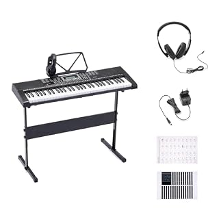 Amazon Basics Electric Keyboard Piano with 61 Keys, Built-in Speakers, Songs for Learning, Black - Les Beatles, Paul McCartney, John Lennon, RIngo Starr, George Harrison