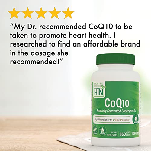 Health Thru Nutrition CoQ-10 100mg with BioPerine 360 Softgels | High Absorption Naturally Fermented USP Grade Coenzyme Q10 | 3rd Party Tested | Heart Health and Energy Support | Non-GMO - Thumbnail 6