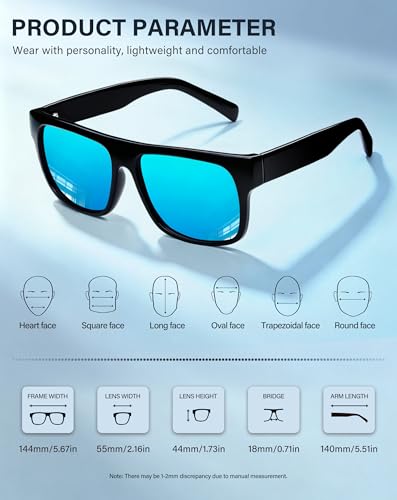 Image of Joopin Polarized Sunglasses Men Women UV400 Protection, Big Chunky Square Sun Glasses, Designer Shades Retro Sunnies Driving