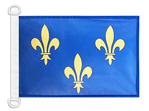 AZ FLAG - Drapeau 3 Fleur de Lys Bleu et Or - 45x30 cm - Pavillon Nautique Royaume De France Spécial Bateau Et Extérieur En Maille Bloquée Avec Anneaux Plastiques Intégrés - 30g