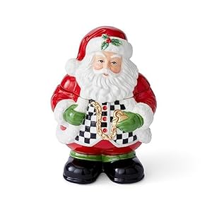 Spode Christmas Tree Black & White Santa Candy Jar - 8-Inch Ceramic Candy Storage Jar with Lid - Decorative Christmas Cookie Container for Holiday Kitchen Counter Displays, Treats, and Gifts Spode Christmas Tree Black White Santa Candy Jar 8 Inch Ceramic Candy Storage Jar with Lid Decorative Christmas Cookie Container for Holiday Kitchen Counter Displays Treats and Gifts