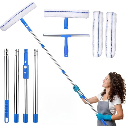 Lavavetri Con Manico Telescopico 155cm, 2 in 1 Lavavetri Telescopico,Con