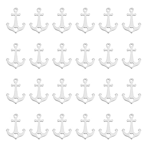 UNICRAFTALE 50pcs Collier Ancre Nautique Ancre en Acier Inoxydable avec Coeur Signe D'Ancre Vintage...