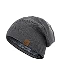 Vlazom Unisex Strickmütze Wintermütze Dickes Warm Futter Herren Damen Wollmütze Dehnbarer Weicher...