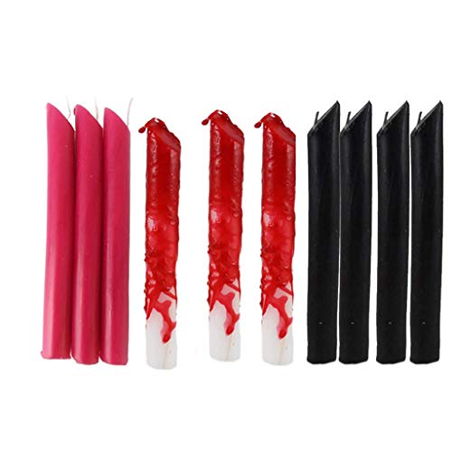 Bougies sorts d'Halloween Candlestock Witch's Spooky | Bougie décorative gothique rouge noir