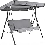LSyySy Garden Canopy Swing Seat Chair - Adjustable Canopy, Removable Cushion, Outdoor Patio Poolside Porch Bench, Comfortable Swinging Chair for Relaxing and Enjoying Your Outdoor Space