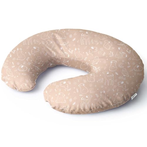 Niimo® Stillkissen Klein für Baby – Halbmond aus 100% Baumwolle, Oeko-TEX® Standard 100, Stillhörnchen Waschbar & Atmungsaktiv, Kleines Stillkissen (15,5 x 39 cm)