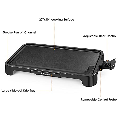 Ales H1001 Everyday Nonstick Electric Griddle, 1500W Pancake Griddle Indoor Bbq Grill Party Smokeless Griddle Pan,Healthy-Eco,Non-Stick Coating,Hassle-Free Clean Up,Black #TOP4