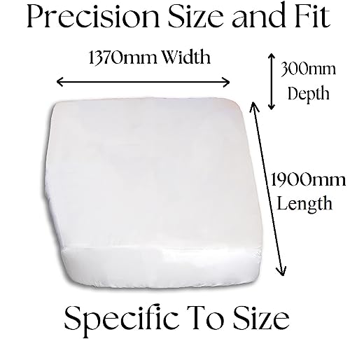 Jonic Essentials Motorhome Caravan Bedding White Fitted Sheet for Left hand Cut Off Shaped Motorhome Caravan Mattress Beds, Luxury Polycotton 200 TC, Elasticated All Around, Made in UK (137/190/30cm) - Image 2