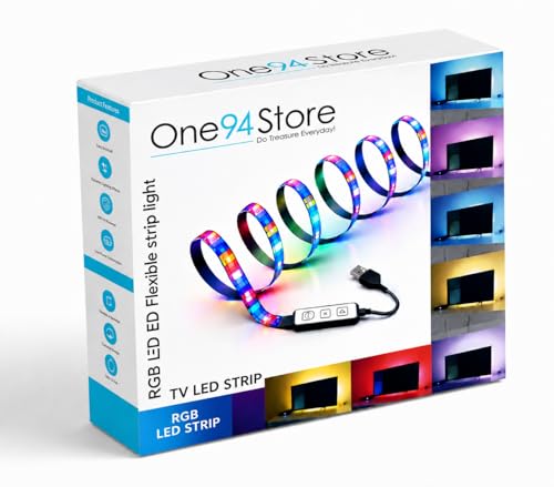 One94Store RGB LED Strip Light USB Powered Flexible 5V Color Changing Light with Mini Controller for TV Backlight, Gaming Desk, PC, Monitor, & Home Décor (2 Meter for 24-32