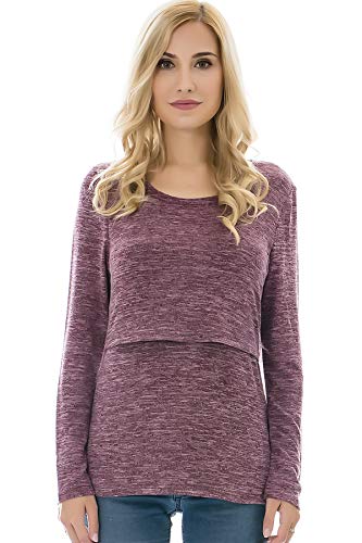 image for Bearsland Women's Maternity Clothes Long Sleeves Breastfeeding Shirts 