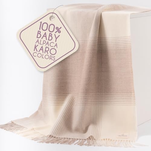 ALPALOVE 100% Baby Alpaca Throw Sand Karo