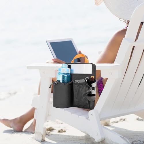 Soporte para vasos de playa con bolsillo para teléfono móvil y llaves 2