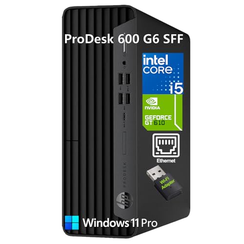 Image of HP ProDesk 600 G6 SFF Desktop - Intel i5-10400F 6-Core, 32GB DDR4 RAM, 1TB PCIe SSD, GeForce GT 610, Windows 11 Pro, USB-C, Dual Monitor, Business PC with Keyboard, Mouse & WiFi Adapter
