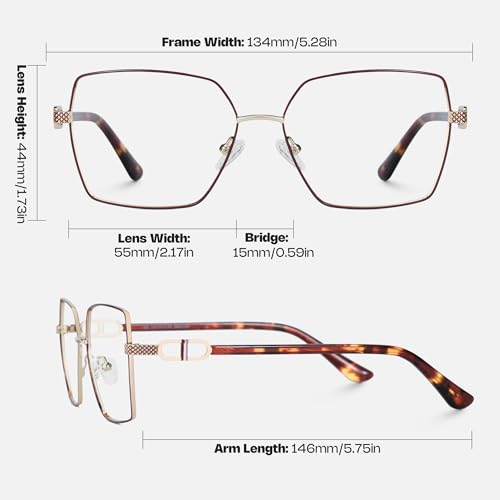 Image of Zeelool Blue Light Blocking Glasses for Women, Metal Fashion Glasses Frame Eyeglasses with Non-prescription Clear Lenses ZJGM374867-05B