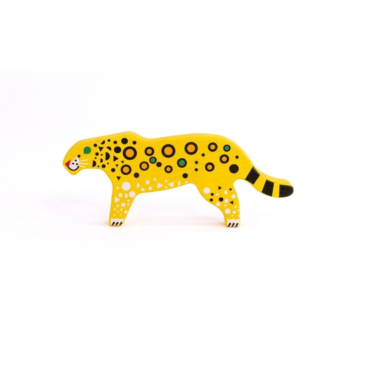 Bajo figurines endangered animals léopard cadeau naissance anniversaire bois