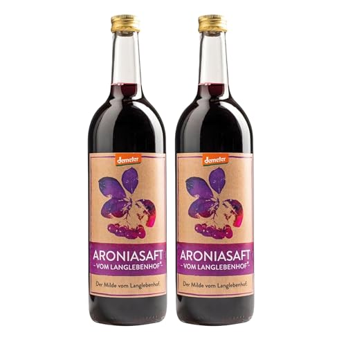 2x Bio Aroniasaft - Vom Langlebenhof DER MILDE - 2 x 750ml Flaschen - 100% Direktsaft - Aronia Muttersaft - ohne Zusätze - lange haltbar