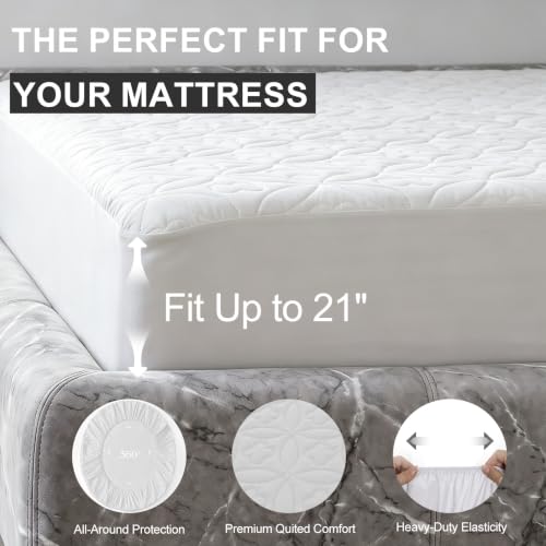 RestTwill Waterproof Mattress Protector King, Noiseless Mattress Pad | Washable Soft Breathable Fabric Bed Cover with Deep Pocket Up to 21”for Home, Hotel - image 6