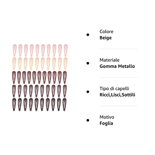 50 Pezzi Mollette Capelli Donna, 5cm Fermagli