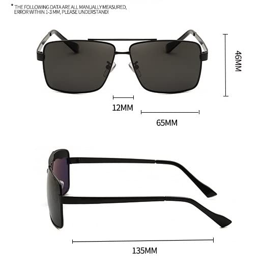 ZENYS Men's Polarized Square Metal Fishing Driving Drivers Fashion Accessories Sunglasses (Color : E, Size : 1)3