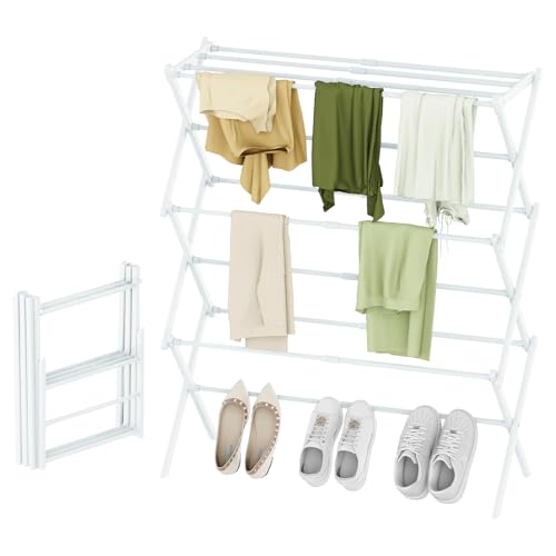 STARLATTA Foldable Drying Rack Clothing, 3-Tier Portable Clothes Drying Racks for Indoor & Outdoor,...