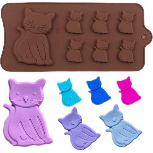 EPYHREHM 7 Cavity Cat Silicone Chocolate Molds 3D Kitten Mold