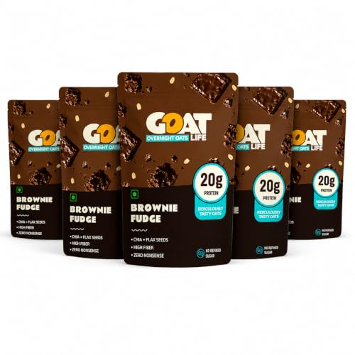 GOAT Life 20g Whey Protein Instant Overnight Brownie Fudge Oats (...