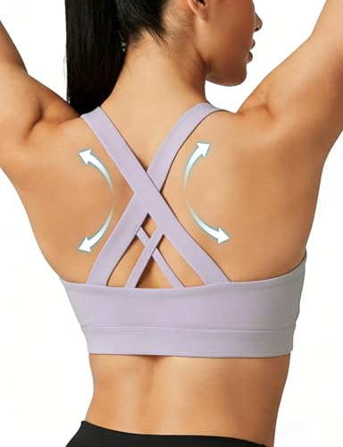 Image of Buauty Sports Bra for Women, Criss Cross Back Medium Support Workout Bras with Removable Cups for Yoga Running Gym