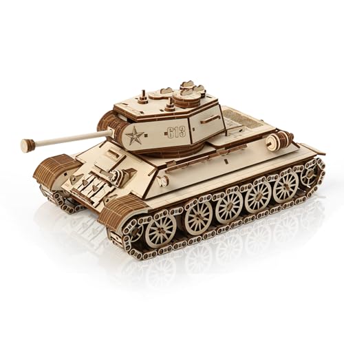 Cuteefun Car Madera Maquetas para Construir, Puzzle 3D Madera, Disfruta de la Diversión del Montaje, Regalos Ideales para Cumpleaños, Navidad, día del Padre (Tanque)
