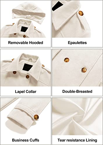 Chrisuno Peacoats For Women Winter Dress Coat Swing Double Breasted Wool Pea Coat With Belt Buckle Spring Mid-Long Long Sleeve Lapel Dresses Outwear White 3Xl #TOP5