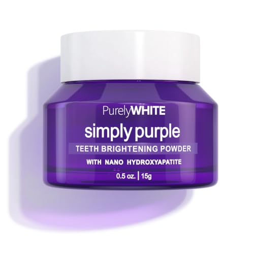 Image of PurelyWHITE DELUXE, Updated Design Simply Purple Brightening Powder - Conceals Stains, No Sensitivity - Enamel-Safe Toothpaste Whitening Powder for Coffee, Tea, Food, Wine, and Tobacco Stains.